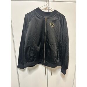 Victoria Beckham for Target Black Satin Bomber Jacket Bug Bee Embellished 1X